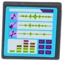 LEGO onderdeel Road Sign 2 x 2 Square with Open O Clip with Music Editing Computer Screen Pattern (Sticker) - Set 41103 (15210pb019)