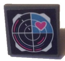 LEGO onderdeel Road Sign 2 x 2 Square with Open O Clip with Radar and Pink Heart Pattern (Sticker) - Set 41333 (15210pb057)