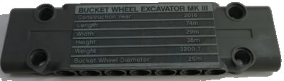 LEGO onderdeel Technic, Panel Plate 3 x 11 x 1 with White 'BUCKET WHEEL EXCAVATOR MK III' and Technical Data Pattern (Sticker) - Set 42055 (15458pb007)