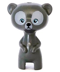LEGO part Bear, Brave, Baby Cub, Standing with Medium Azure Eyes, Black Nose and Light Bluish Gray Fur Pattern 16543pb01