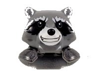 LEGO onderdeel Minifigure, Head, Modified Raccoon with Pearl Dark Gray Shoulder Pads and Smile Pattern (Rocket) 17013pb04
