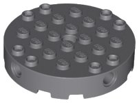 LEGO onderdeel Brick, Round 6 x 6 with 4 Side Pin Holes and Center Hole (18897)