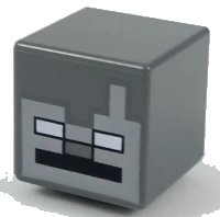 LEGO onderdeel Minifigure, Head, Modified Cube with Pixelated Light Bluish Gray Face, White Eyes, Black Mouth, and Nose Pattern (Minecraft Stray) 19729pb024