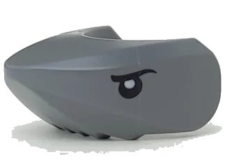 LEGO onderdeel Shark Head with Rounded Nose with Black Eyes and White Partial Circle Pupils Pattern (20512pb01)