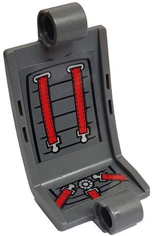 LEGO onderdeel Technic, Panel Curved 3 x 5 x 3 with Dark Bluish Gray Cushions and Red Seat Belt on Inside Pattern (Stickers) - Set 42057 (24116pb013)