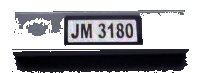 LEGO part Fliese 1 x 4 mit schwarzem 'JM 3180' Muster auf weißem Hintergrund (Aufkleber) - Set 3180 2431pb0099