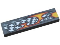 LEGO part Piastrella 1 x 4 con Pattern Bandiera a Scacchi e Fiamma Lato Modello Destro (Adesivo) - Set 8134 2431pb0375R