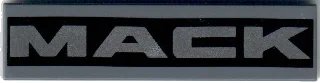 LEGO onderdeel Tile 1 x 4 with Silver 'MACK' on Black Background Pattern (2431pb0502)
