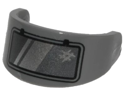LEGO onderdeel Minifigure, Visor Standard with Pearl Dark Gray and Silver Welding Visor Pattern (2447pb02)