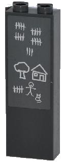 LEGO onderdeel Steen 1 x 2 x 5 met Stokfiguur, Huis, Boom en Teltekens Patroon (Sticker) - Set 7498 (2454pb059)