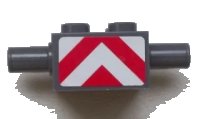 LEGO onderdeel Brick, Modified 2 x 2 with Pins and Axle Hole with Red and White Danger Stripes Pattern (Sticker) - Set 7945 30000pb02