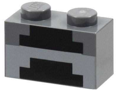 LEGO part Brick 1 x 2 with Minecraft Pixelated Furnace Unlit Pattern (3004pb161)