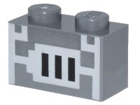 LEGO onderdeel Brick 1 x 2 with Minecraft Pixelated Blast Furnace with Silver Door and 3 Black Rectangles Pattern 3004pb280