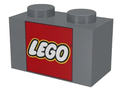 LEGO onderdeel Brick 1 x 2 with LEGO Logo in Red Square Pattern (3004px8)