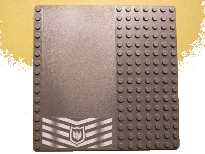 LEGO part Baseplate, Road 16 x 16 with White Danger Chevrons and Fire Logo Pattern (Sticker) - Set 7240 (30225pb05)