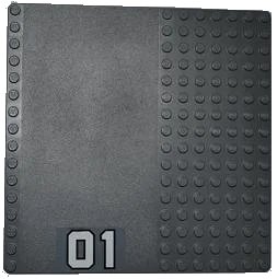 LEGO onderdeel Baseplate, Road 16 x 16 with White '01' Large Pattern (Sticker) - Set 7945 (30225pb07)
