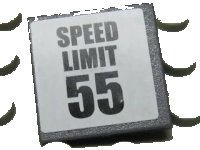 LEGO onderdeel Road Sign 2 x 2 Square with Clip with 'SPEED LIMIT 55' Pattern (Sticker) - Set 8681 30258pb033