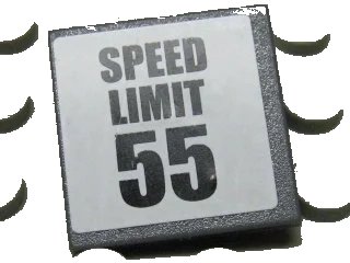 LEGO onderdeel Road Sign 2 x 2 Square with Clip with 'SPEED LIMIT 55' Pattern (Sticker) - Set 8681 (30258pb033)