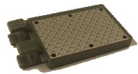 LEGO part Baldosa, Modificada 2 x 3 con 2 Clips Angulados con 6 Remaches Negros en Patrón de Placa de Tracción de Plata (Pegatina) - Set 7944 30350apb005