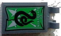 LEGO part Tile, Modified 2 x 3 with 2 Clips with 'GO SLYTHERIN' and Snake Banner Pattern (Sticker) - Set 75956 30350bpb075
