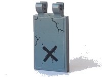 LEGO onderdeel Tile, Modified 2 x 3 with 2 Open O Clips with Black 'X' and Cracks Pattern (Sticker) - Set 60170 30350bpb127