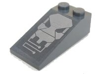 LEGO part Slope 18 4 x 2 with Silver Robot Head Pattern (Sticker) - Set 7704 30363pb015