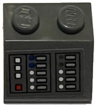 LEGO onderdeel Slope 45 2 x 2 with Control Panel with Vertical Rows of White, Red, and Blue Buttons and Light Bluish Gray Displays Pattern (Sticker) - Set 75315 3039pb156