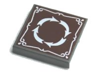 LEGO part Tile 2 x 2 with 4 White Arrows in Circle and Border on Reddish Brown Background Pattern 3068pb0342