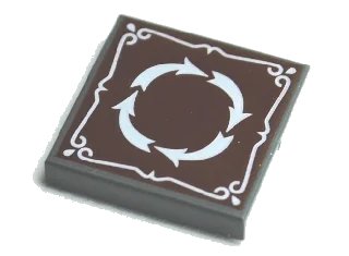 LEGO onderdeel Tile 2 x 2 with 4 White Arrows in Circle and Border on Reddish Brown Background Pattern (3068pb0342)