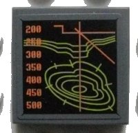 LEGO part Tile 2 x 2 with Screen with Terrain Map and Height Levels Pattern (Sticker) - Set 8959 3068pb0427