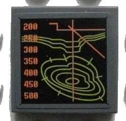 LEGO onderdeel Tile 2 x 2 with Screen with Terrain Map and Height Levels Pattern (Sticker) - Set 8959 (3068pb0427)
