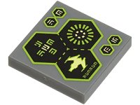 LEGO onderdeel Tile 2 x 2 with 3 Hexagons, Spaceship and Alien Characters Pattern 3068pb0626