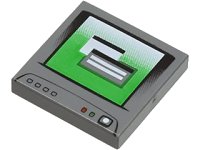 LEGO onderdeel Tile 2 x 2 with Computer Monitor with White Dot Power Switch Pattern 3068pb0851