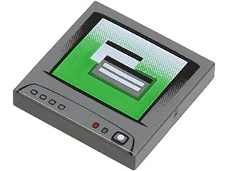LEGO onderdeel Tile 2 x 2 with Computer Monitor with White Dot Power Switch Pattern (3068pb0851)