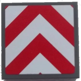 LEGO onderdeel Tile 2 x 2 with Chevron Stripes Red and White Pattern (Sticker) - Set 60052 (3068pb0855)