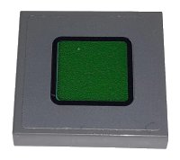 LEGO part Tile 2 x 2 with Green Rounded Square with Black Border on Dark Bluish Gray Background Pattern (Sticker) - Set 60198 3068pb1313