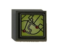 LEGO part Tile 2 x 2 with Lime GPS Map Screen with 2 Red Dots Pattern (Sticker) - Set 60139 3068pb1326
