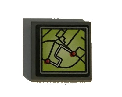 LEGO onderdeel Tile 2 x 2 with Lime GPS Map Screen with 2 Red Dots Pattern (Sticker) - Set 60139 (3068pb1326)