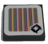 LEGO part Tile 2 x 2 with Super Mario Scanner Code Television (TV) Pattern (Sticker) - Set 71374 3068pb1390