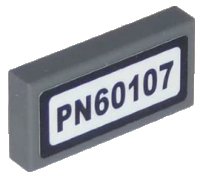 LEGO part Tile 1 x 2 with Black 'PN60107' Pattern (Sticker) - Set 60107 3069PB0432