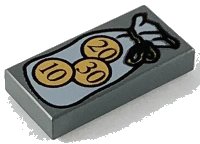 LEGO part Tile 1 x 2 with HP Money Purse and Coins Pattern 3069pb0005
