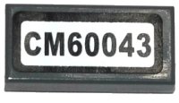 LEGO part Tile 1 x 2 with Black 'CM60043' Pattern (Sticker) - Set 60043 3069pb0313