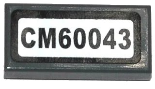 LEGO onderdeel Tile 1 x 2 with Black 'CM60043' Pattern (Sticker) - Set 60043 (3069pb0313)