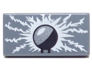 LEGO onderdeel Tile 1 x 2 with Radio Antenna Lightning Pattern (3069pb0398)
