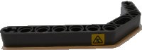 LEGO part Technic, Liftarm, Modified Bent Thick 1 x 11.5 Double with Black Overhead Load Danger Sign on Yellow Background Pattern Model Right Side (Sticker) - Set 42055 32009pb030R