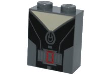 LEGO onderdeel Brick 1 x 2 x 2 with Inside Stud Holder with Black and Gray Jacket Pattern 3245cpb050