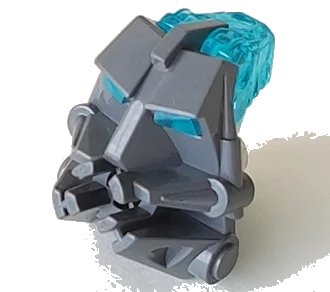 LEGO onderdeel Bionicle Head Connector Block 3 x 4 x 1 2/3 with Trans-Light Blue Eye / Brain Stalk (32553 / 32554) (32553c08)