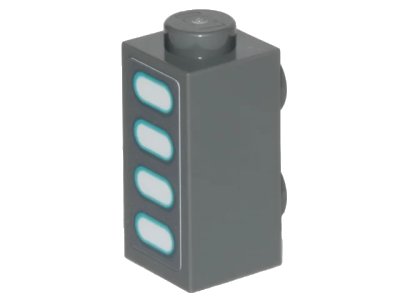 LEGO onderdeel Brick, Modified 1 x 1 x 1 2/3 with Studs on Side with SW Darth Vader's Castle Wall Lights Pattern (Sticker) - Set 75251 (32952pb001)