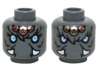 LEGO onderdeel Minifigure, Head Dual Sided Alien Chima Mammoth Bright Light Blue Eyes, Copper Pendants, White Tusks, Neutral / Angry Pattern (Maula) 3626pb1156