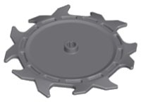 LEGO part Technic Circular Saw Blade 9 x 9 with Frictionless Axle Hole and Teeth in Alternating Directions 37495